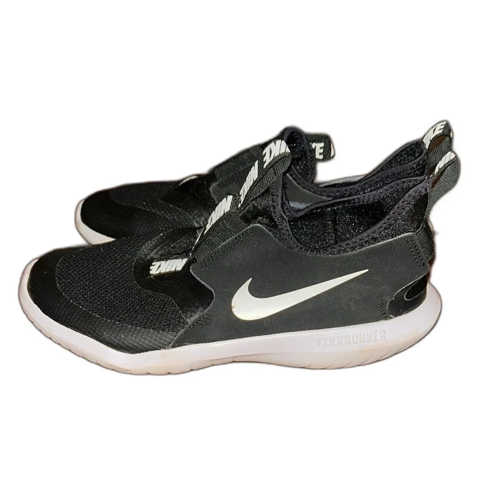 Nike Sneakers Size 3 Kids Black White Flex Runner Shoes Tennis Trainers Athletic